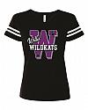 W design - 3537 - Women's Football V-Neck Fine Jersey Tee